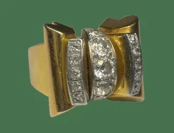 BAGUE TANK OR PLATINE DIAMANTS