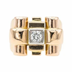 Bague Tank Or rose Diamant