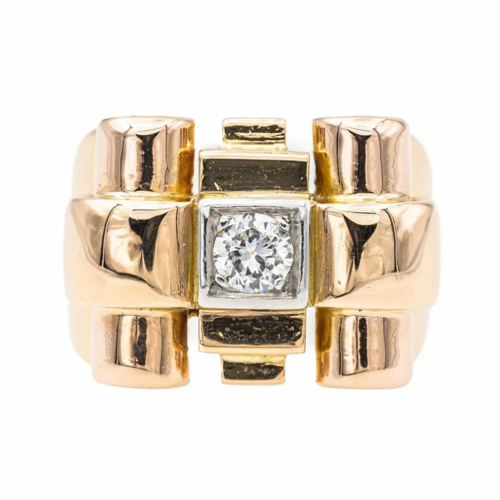 Bague Tank Or rose Diamant