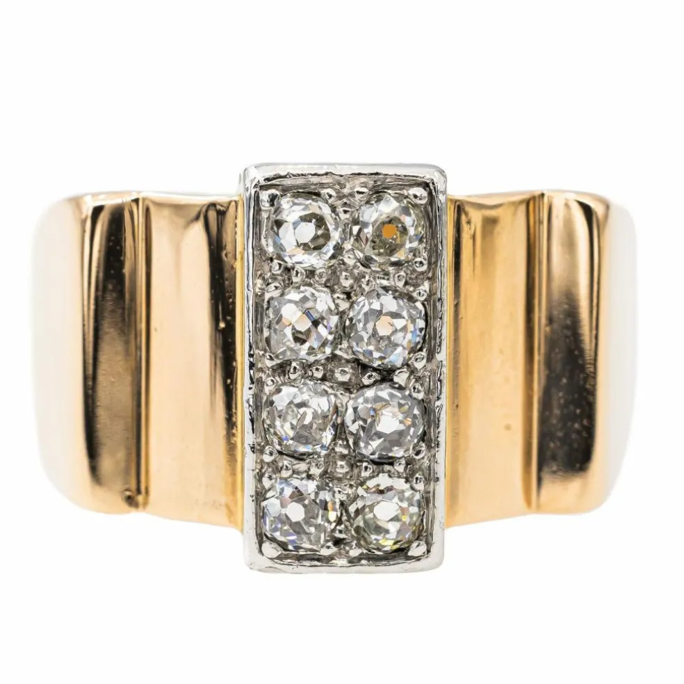Bague Tank Or rose Diamant