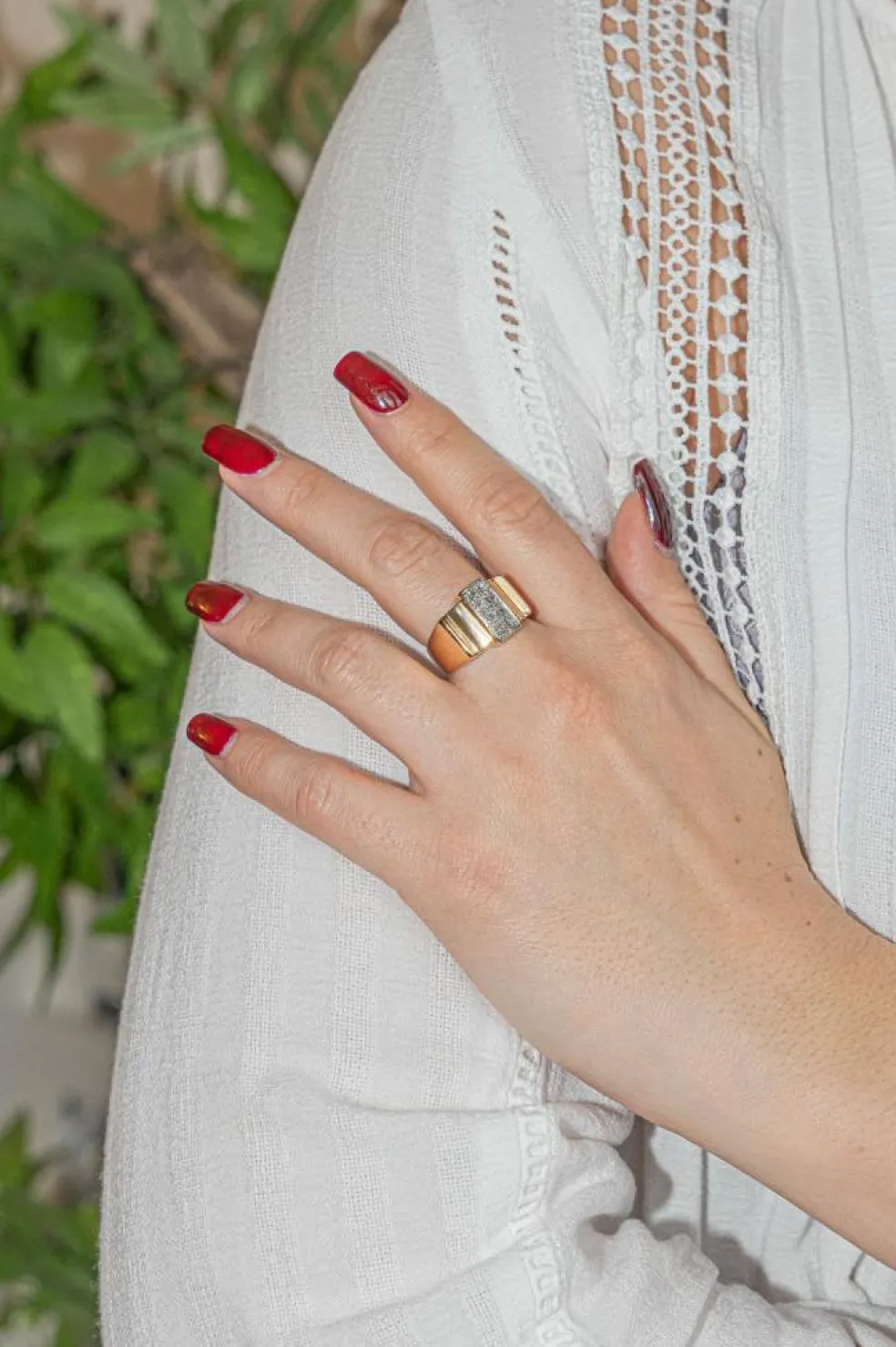 Bague Tank Or rose Diamant