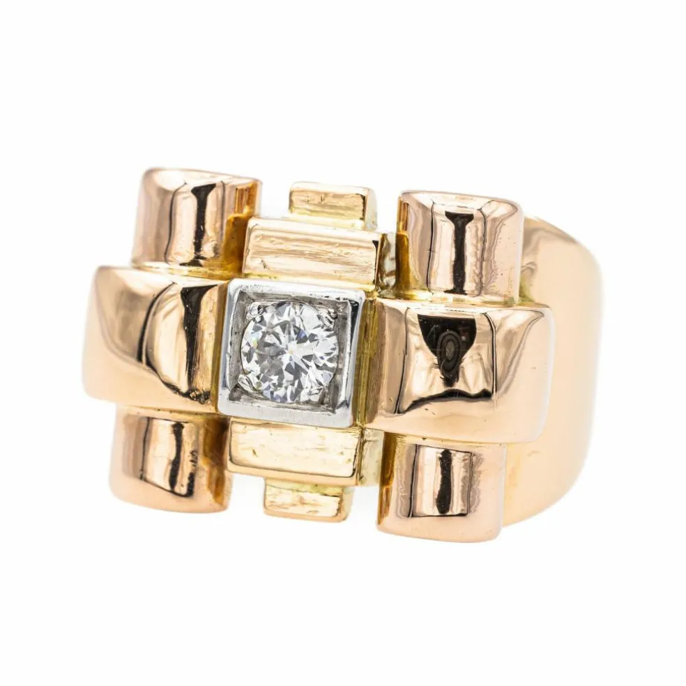 Bague Tank Or rose Diamant