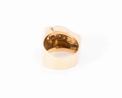 Bague tank or rose diamants et rubis de synthèse