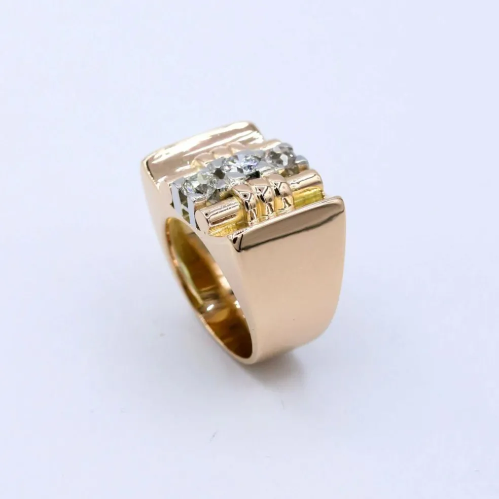 Bague Tank or rose diamants