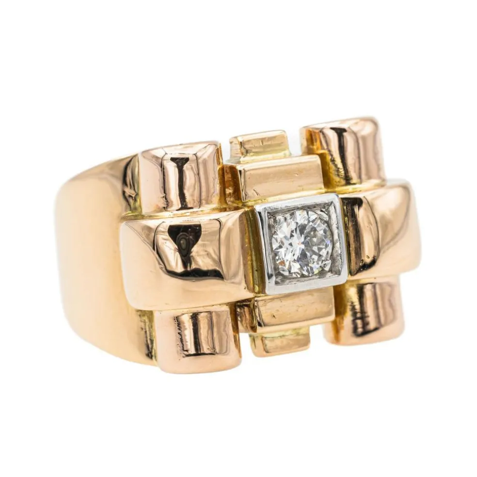 Bague Tank Or rose Diamant