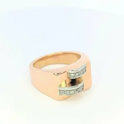Bague Tank or rose et diamants