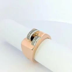Bague Tank or rose et diamants
