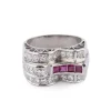 Bague Tank Platine Diamant Rubis