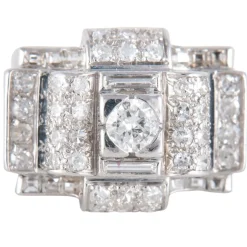 Bague Tank Platine Diamants
