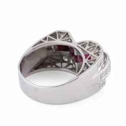 Bague Tank Platine Diamant Rubis