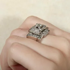 Bague Tank Platine Diamants