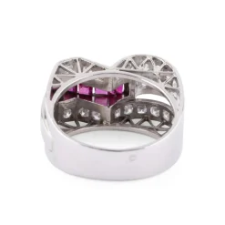 Bague Tank Platine Diamant Rubis