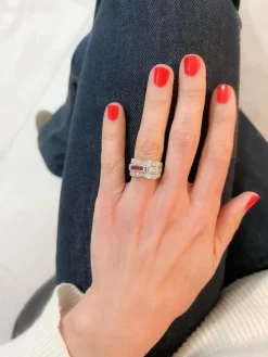 Bague Tank Platine Diamant Rubis