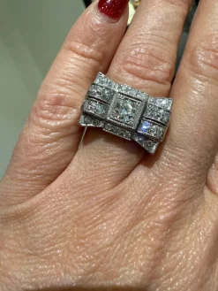 Bague Tank Platine et Diamants