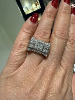 Bague Tank Platine et Diamants