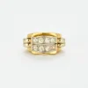 Bague tank pont or jaune platine diamants