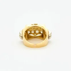 Bague tank pont or jaune platine diamants