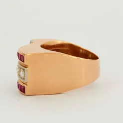 BAGUE TANK RUBIS DIAMANTS