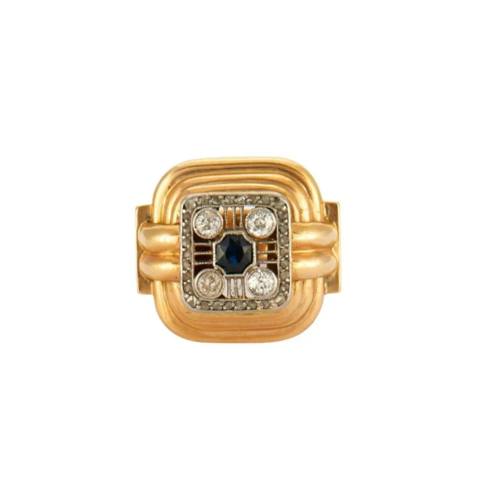 Bague Tank Saphir Diamants