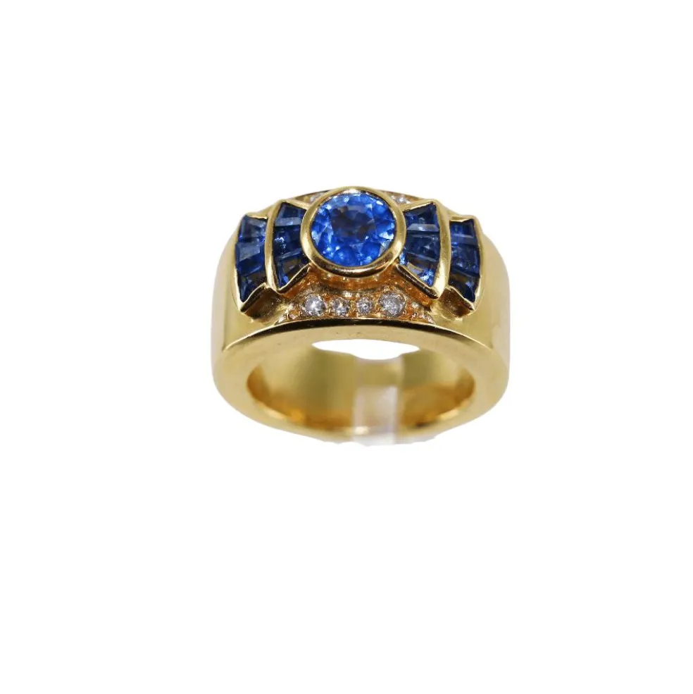Bague tank saphirs et diamants