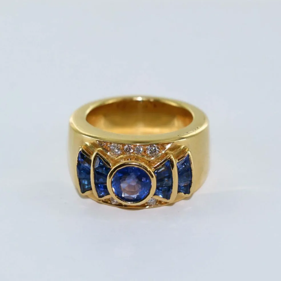 Bague tank saphirs et diamants