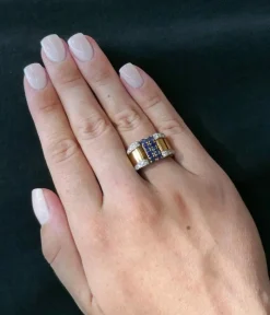 Bague Tank Saphirs et Diamants, Or