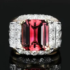 Bague tank tourmaline et diamants