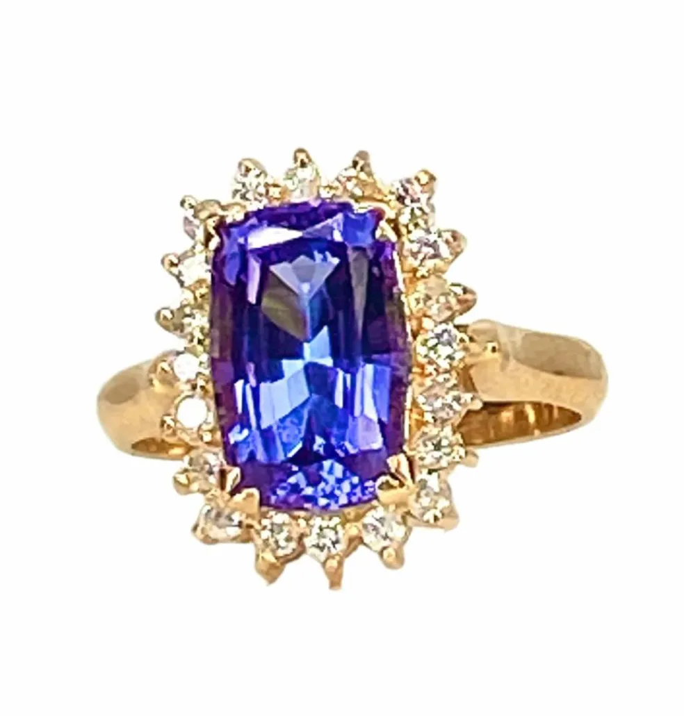 Bague tanzanite 3,50 carats diamants