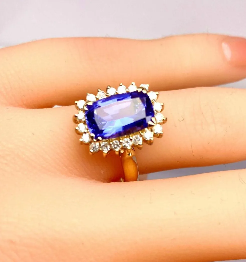 Bague tanzanite 3,50 carats diamants