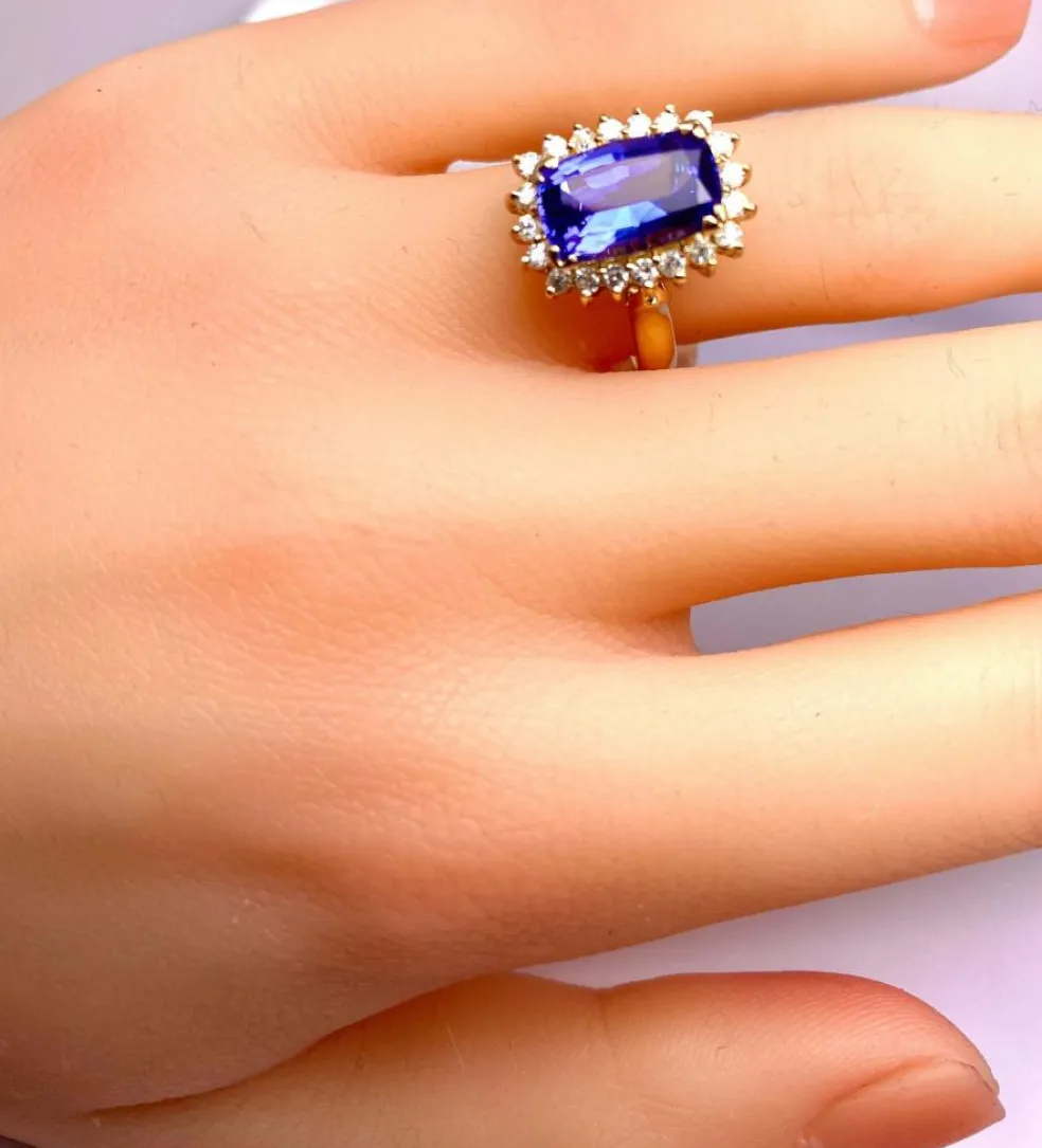 Bague tanzanite 3,50 carats diamants