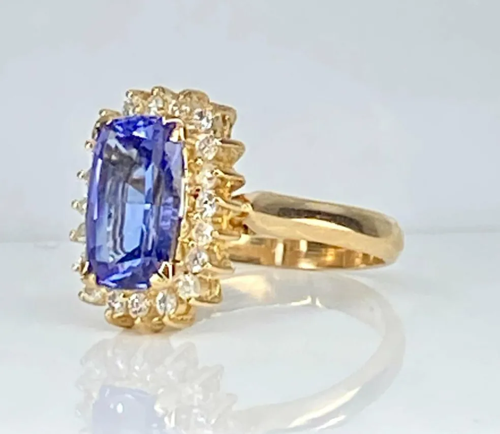 Bague tanzanite 3,50 carats diamants