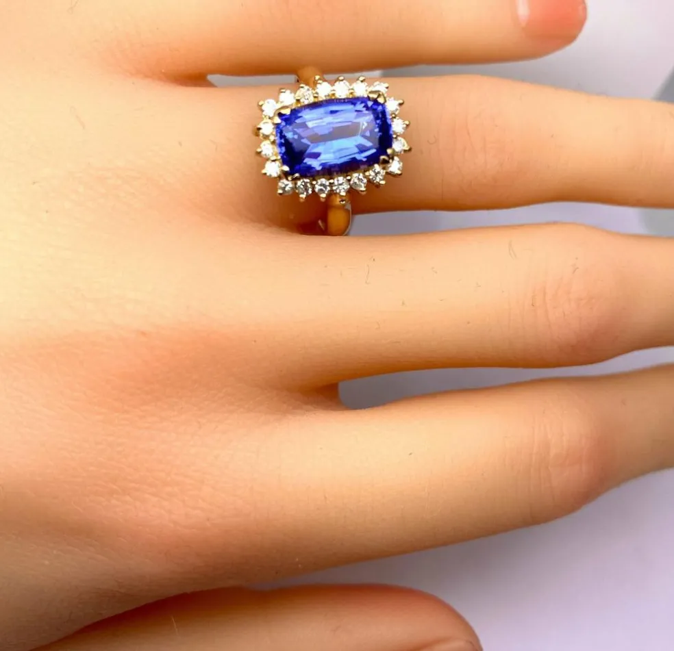 Bague tanzanite 3,50 carats diamants