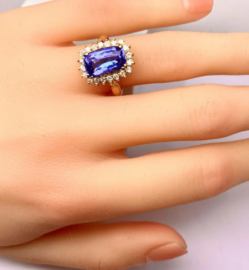 Bague tanzanite 3,50 carats diamants