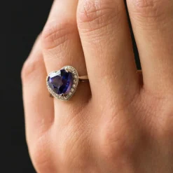 Bague Tanzanite coeur et Diamants