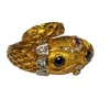 BAGUE TETE DE SERPENT OR 18K DIAMANTS SAPHIRS RUBIS (T.50)