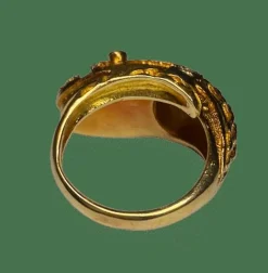 BAGUE TETE DE SERPENT OR 18K DIAMANTS SAPHIRS RUBIS (T.50)