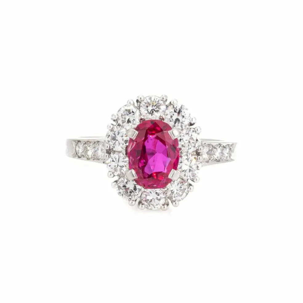 Bague Tiffany & Co Burma Ruby Diamond des années 60 en platine