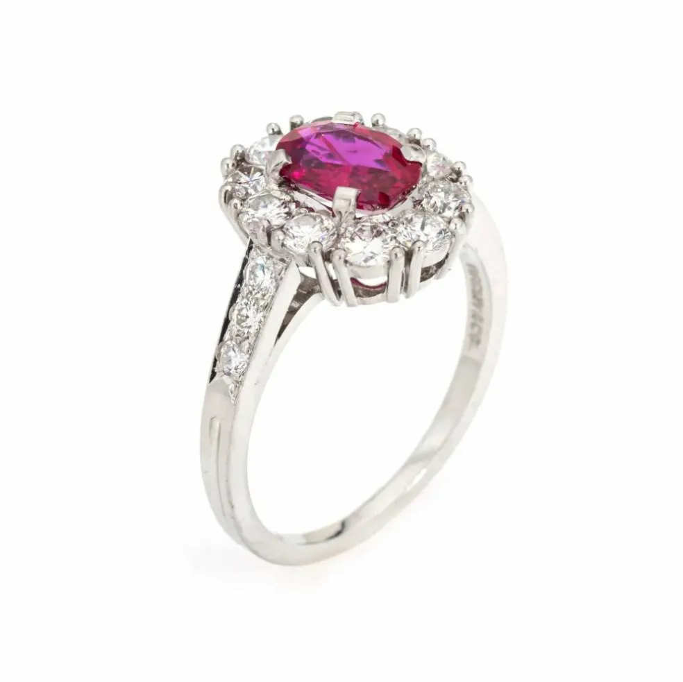Bague Tiffany & Co Burma Ruby Diamond des années 60 en platine