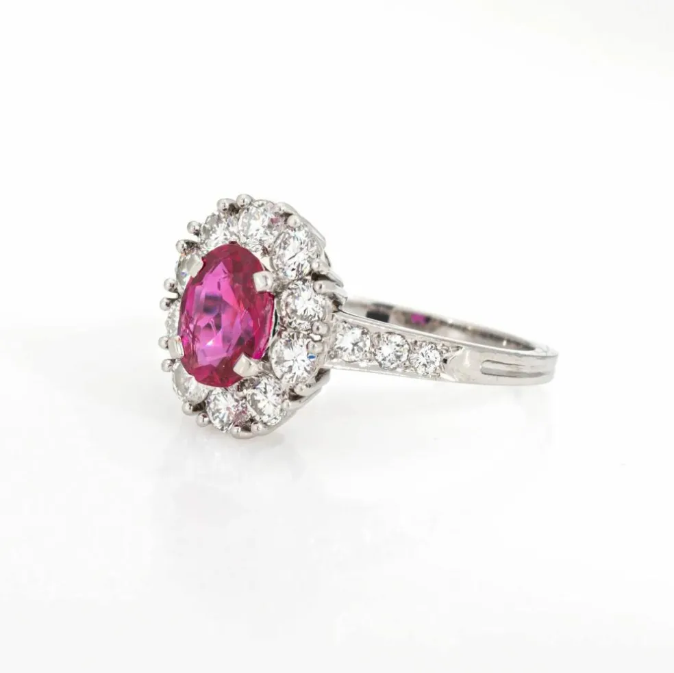 Bague Tiffany & Co Burma Ruby Diamond des années 60 en platine