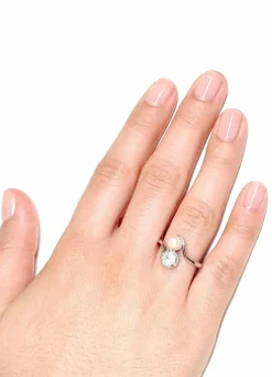 Bague Toi & Moi, diamant, perle