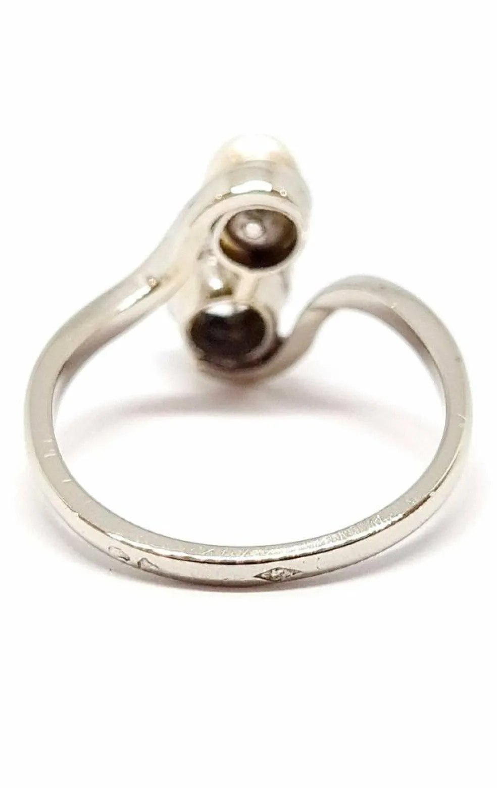 Bague Toi & Moi, diamant, perle
