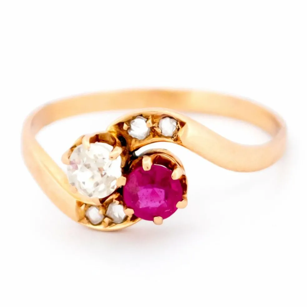 Bague Toi & Moi diamant rubis