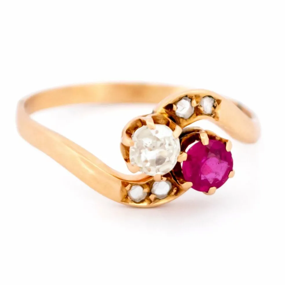 Bague Toi & Moi diamant rubis