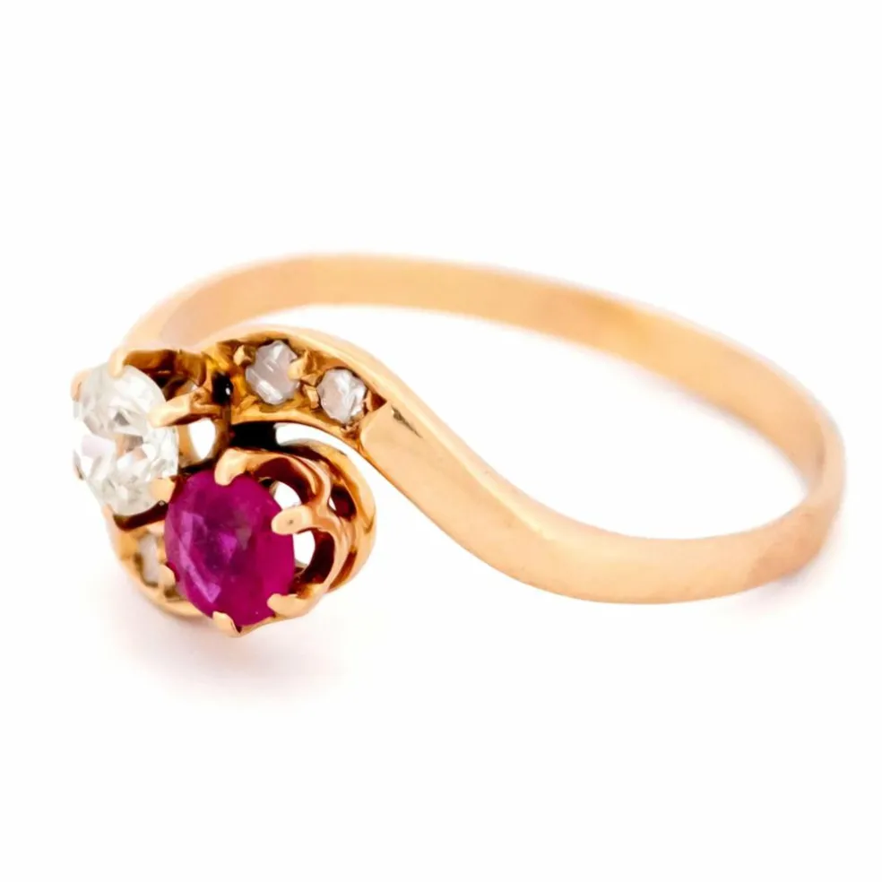 Bague Toi & Moi diamant rubis
