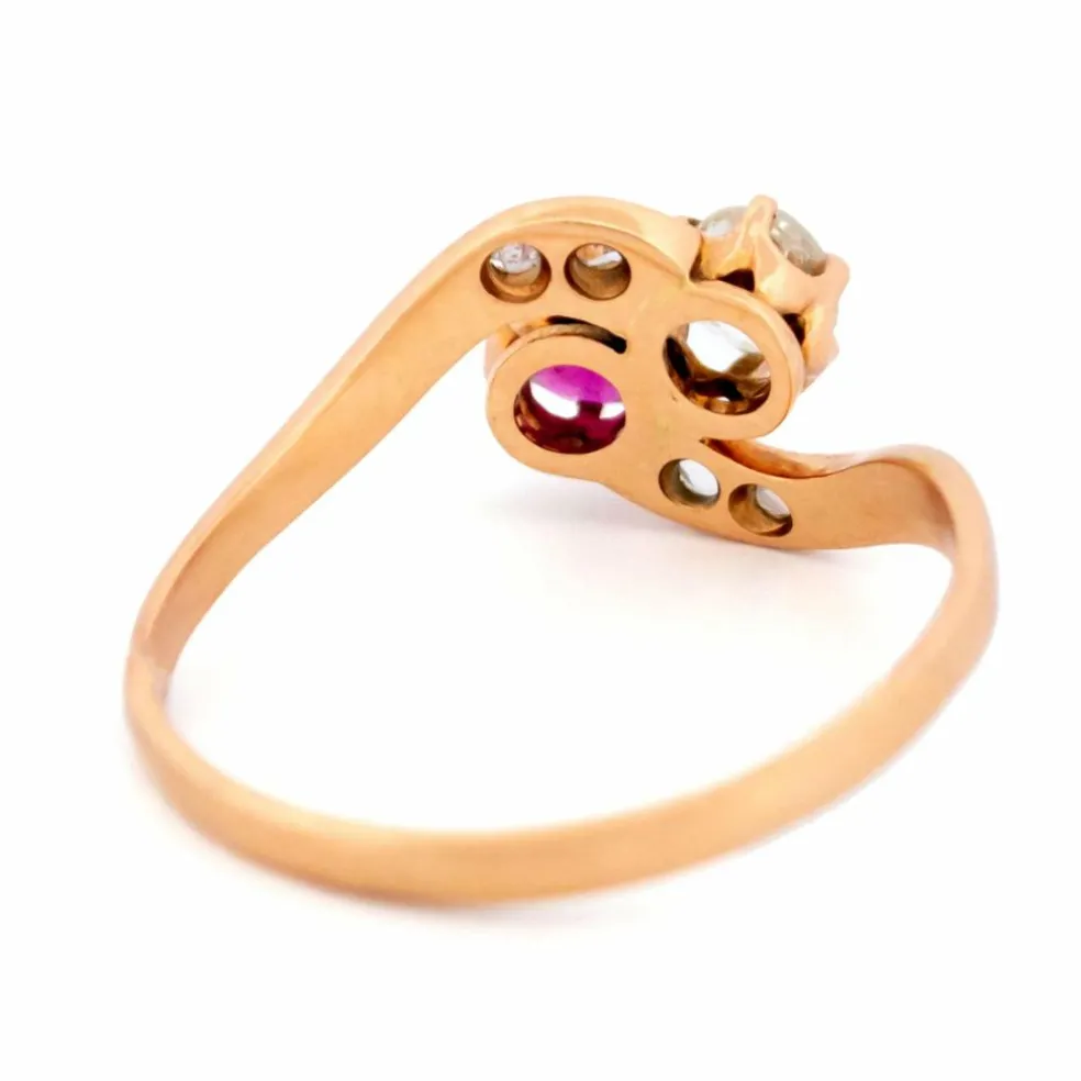 Bague Toi & Moi diamant rubis