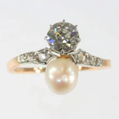 Bague Toi & Moi diamants et perle