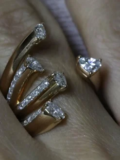 Bague toi & moi diamants fancy cut or jaune
