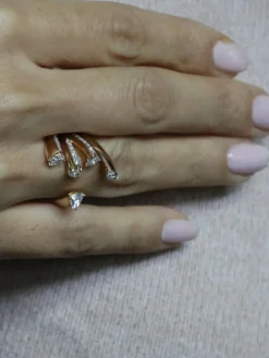 Bague toi & moi diamants fancy cut or jaune