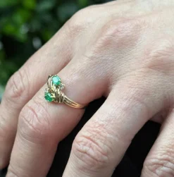 Bague Toi & Moi diamants émeraudes