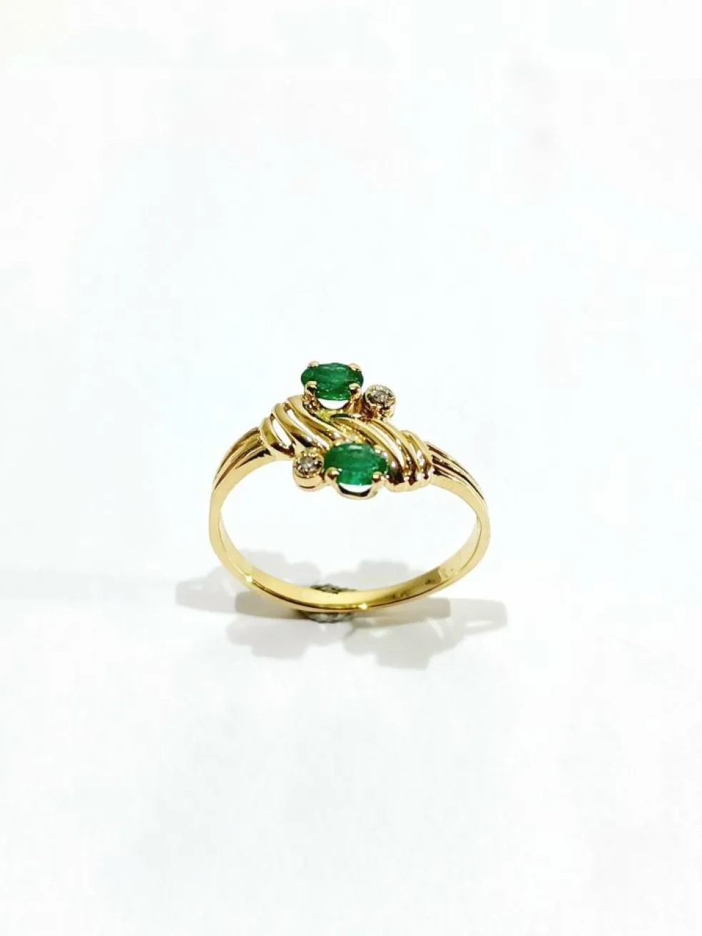 Bague Toi & Moi diamants émeraudes